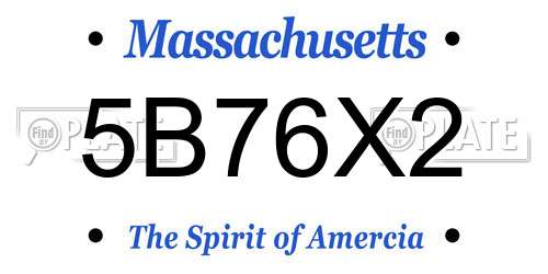 5B76X2 Massachusetts License Plate
