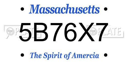 5B76X7 Massachusetts License Plate