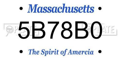 5B78B0 Massachusetts License Plate