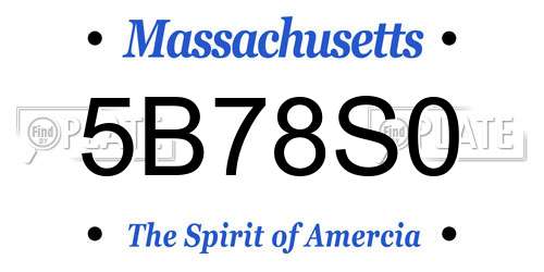 5B78S0 Massachusetts License Plate