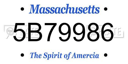 5B79986 Massachusetts License Plate