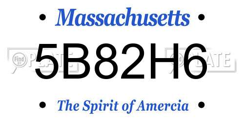 5B82H6 Massachusetts License Plate