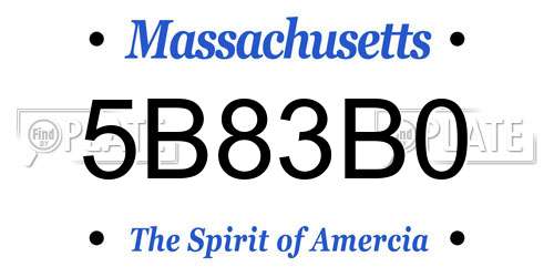 5B83B0 Massachusetts License Plate