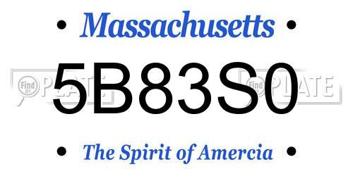 5B83S0 Massachusetts License Plate