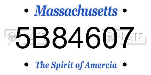 5B84607 Massachusetts License Plate
