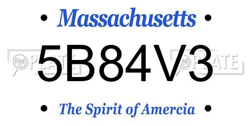 5B84V3 Massachusetts License Plate