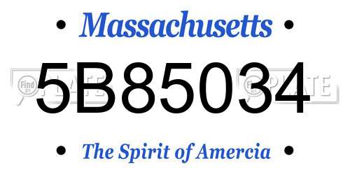 5B85034 Massachusetts License Plate