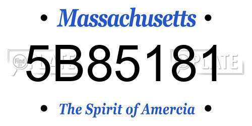 5B85181 Massachusetts License Plate