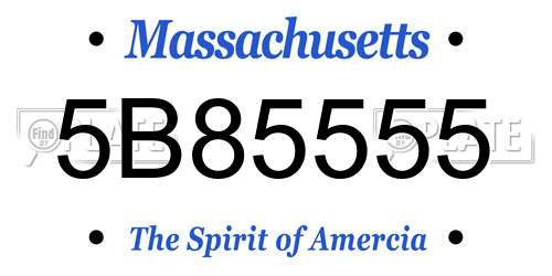 5B85555 Massachusetts License Plate