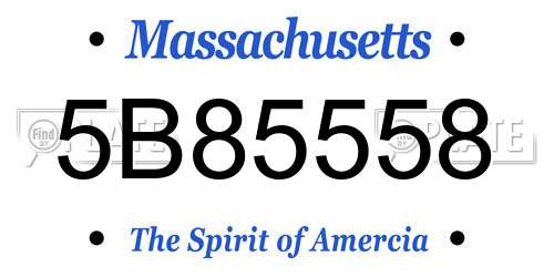5B85558 Massachusetts License Plate