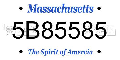 5B85585 Massachusetts License Plate