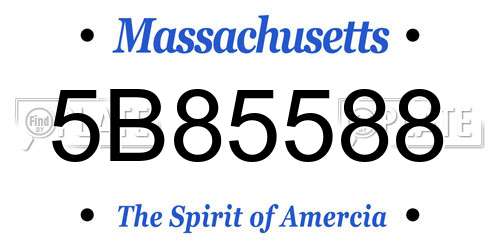 5B85588 Massachusetts License Plate