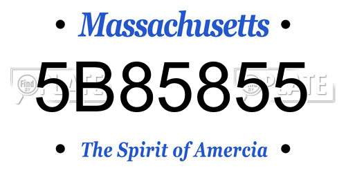 5B85855 Massachusetts License Plate