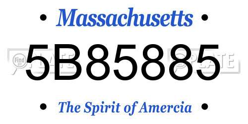 5B85885 Massachusetts License Plate
