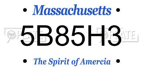 5B85H3 Massachusetts License Plate