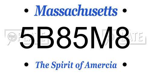 5B85M8 Massachusetts License Plate