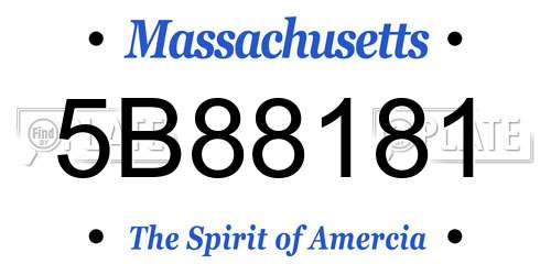 5B88181 Massachusetts License Plate