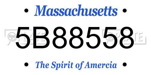 5B88558 Massachusetts License Plate