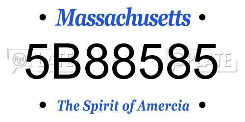 5B88585 Massachusetts License Plate