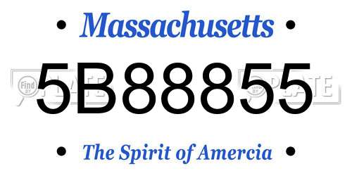 5B88855 Massachusetts License Plate