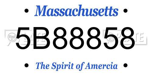 5B88858 Massachusetts License Plate