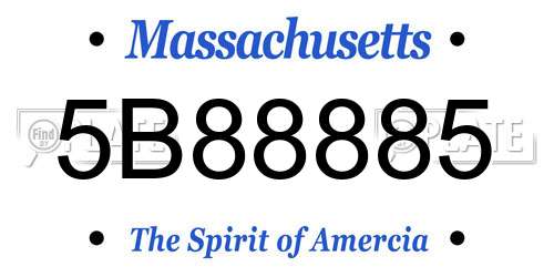 5B88885 Massachusetts License Plate
