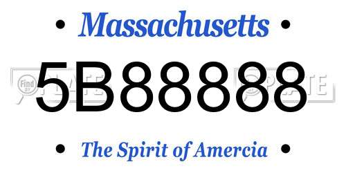 5B88888 Massachusetts License Plate
