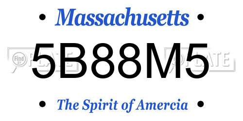 5B88M5 Massachusetts License Plate