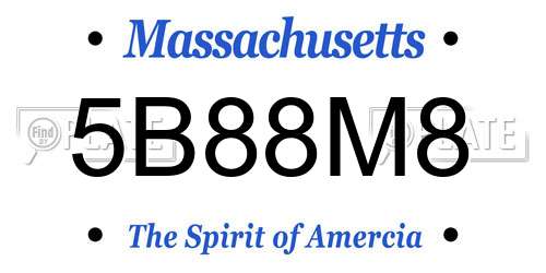 5B88M8 Massachusetts License Plate