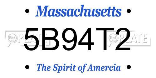 5B94T2 Massachusetts License Plate