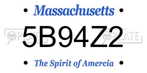 5B94Z2 Massachusetts License Plate