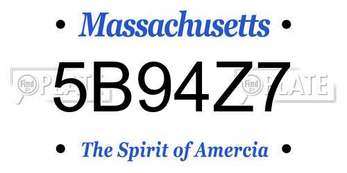 5B94Z7 Massachusetts License Plate