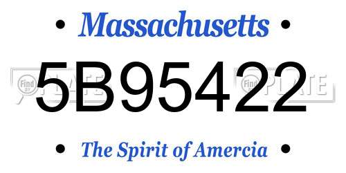 5B95422 Massachusetts License Plate