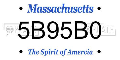 5B95B0 Massachusetts License Plate