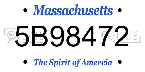 5B98472 Massachusetts License Plate