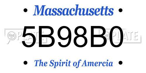 5B98B0 Massachusetts License Plate