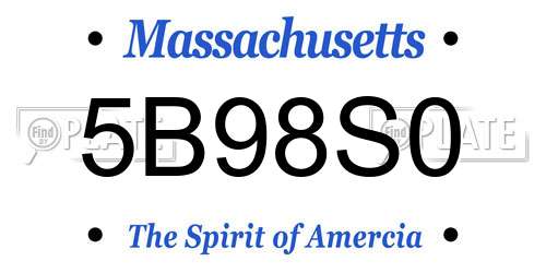 5B98S0 Massachusetts License Plate