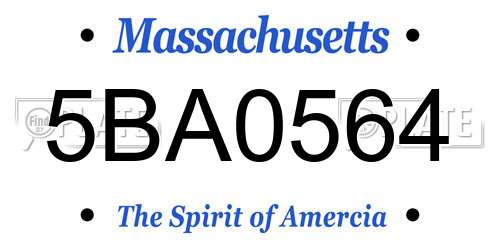 5BA0564 Massachusetts License Plate