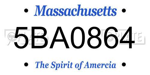 5BA0864 Massachusetts License Plate