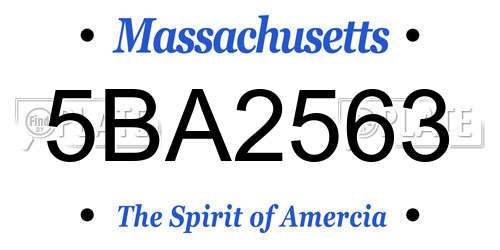 5BA2563 Massachusetts License Plate