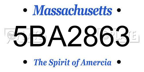 5BA2863 Massachusetts License Plate