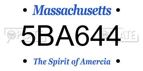 5BA644 Massachusetts License Plate