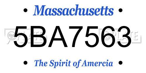 5BA7563 Massachusetts License Plate