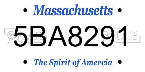 5BA8291 Massachusetts License Plate