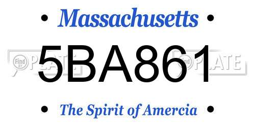 5BA861 Massachusetts License Plate