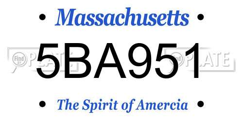 5BA951 Massachusetts License Plate