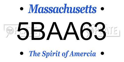 5BAA63 Massachusetts License Plate