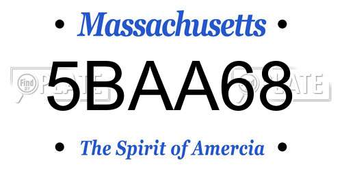5BAA68 Massachusetts License Plate