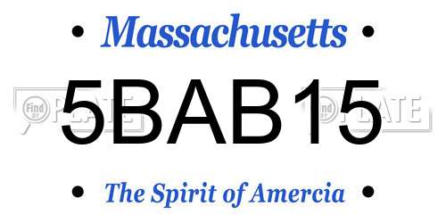 5BAB15 Massachusetts License Plate