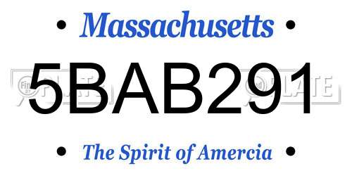 5BAB291 Massachusetts License Plate